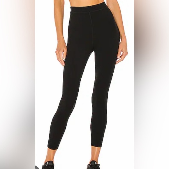 ALO Yoga Blissful Ribbed High-Waisted 7/8 Leggings Black Size Small
